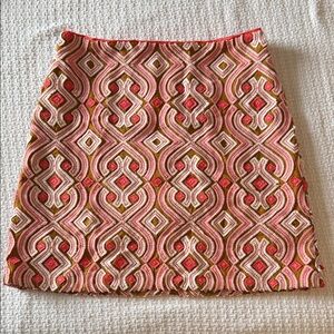 Anthropologie Pink, Gold & Cream Geometric Woven Mini Skirt